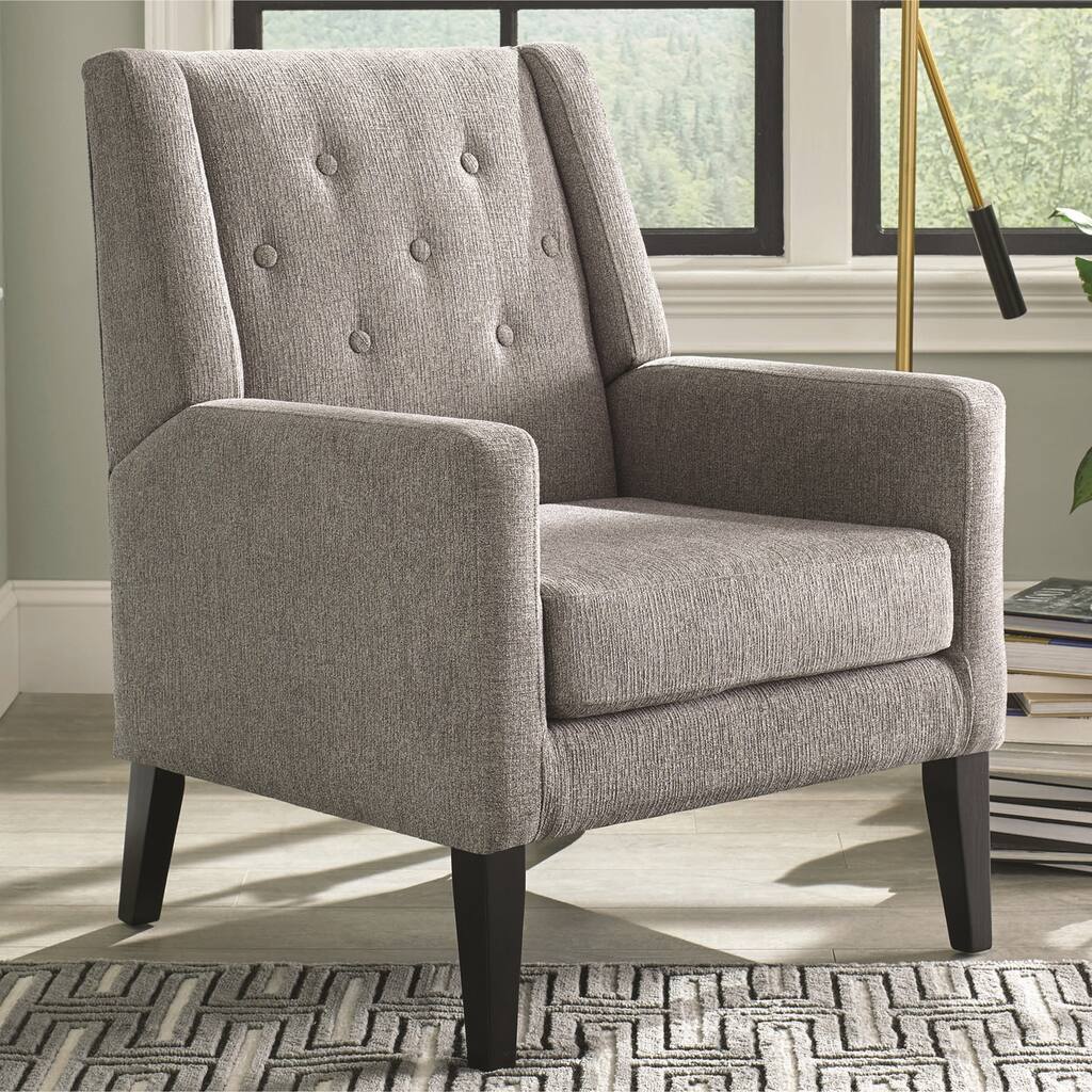 French Classic Design Grey Demi-Wing Accent Chair