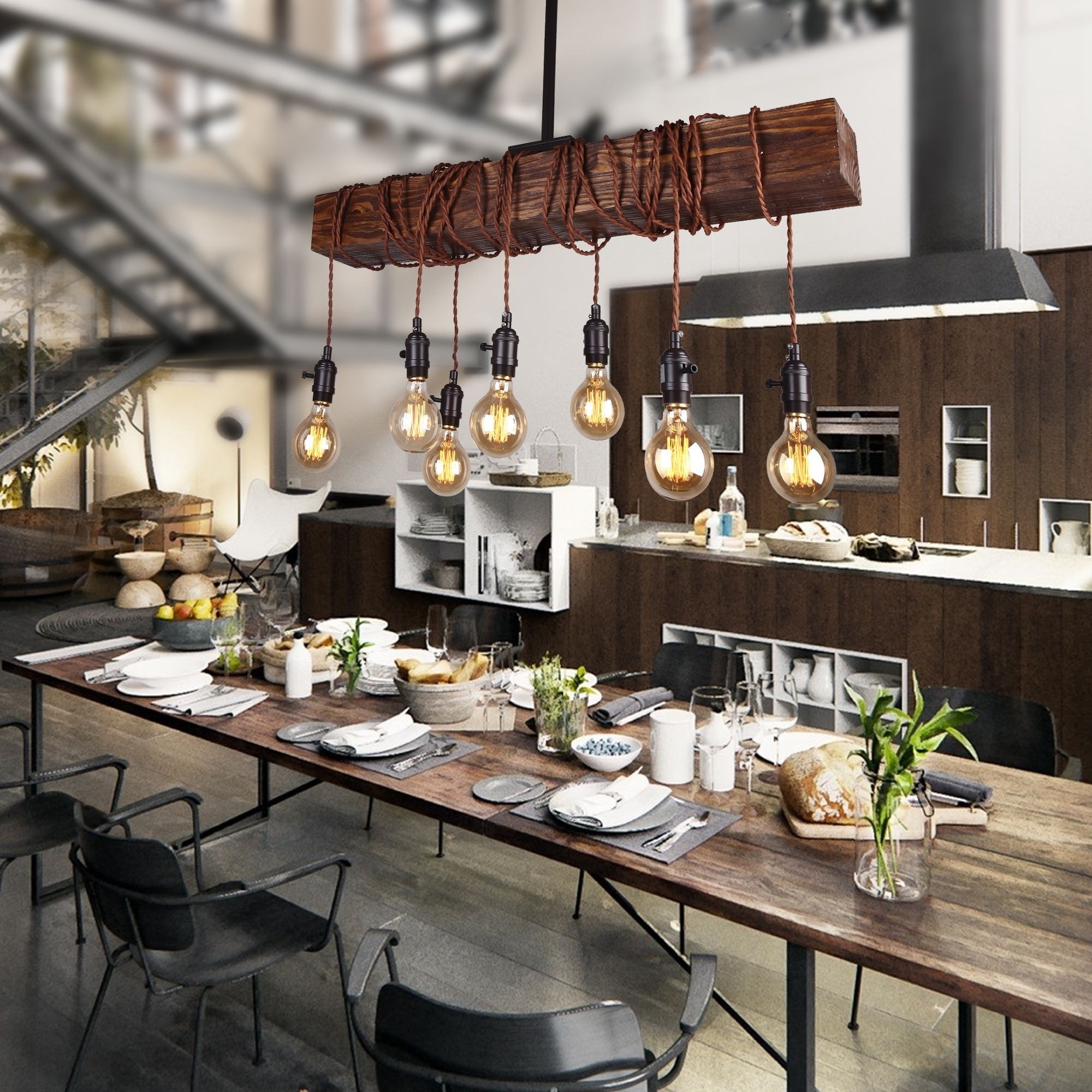 Farmhouse 8-light Beam Distressed Wood Chandelier - Chandeliers For Bedrooms by Overstock.com