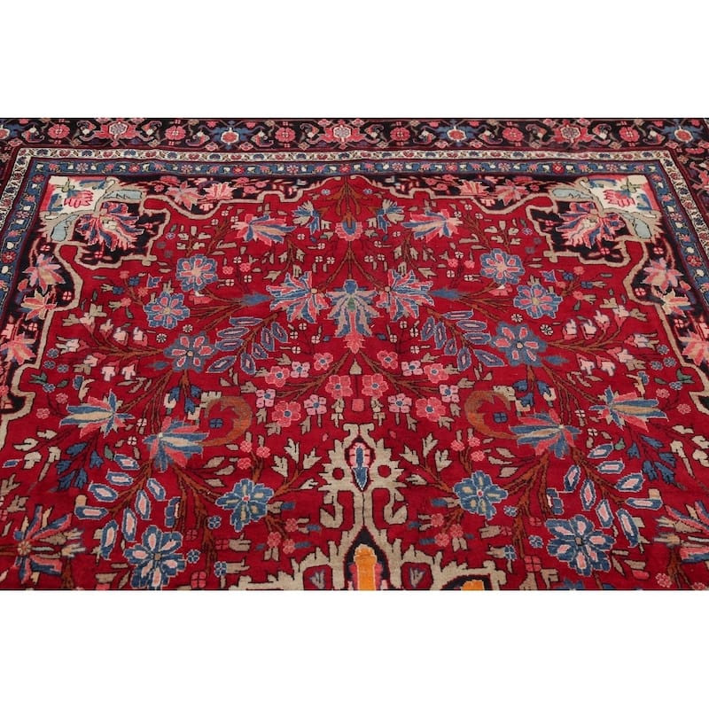 Bidjar Floral Hand-Knotted Wool Persian Oriental Area Rug - 10'6" x 6'7"