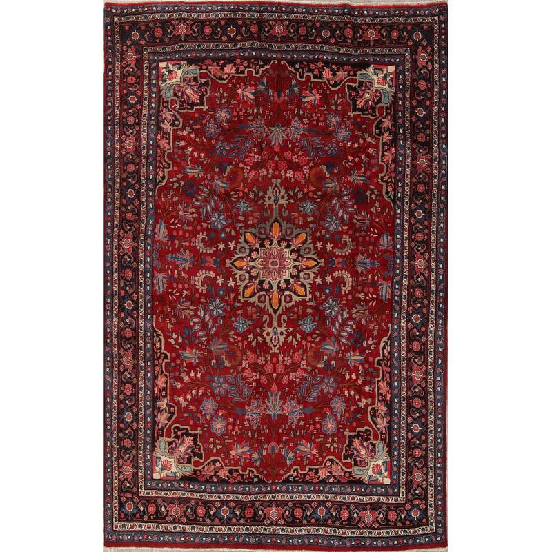 Bidjar Floral Hand-Knotted Wool Persian Oriental Area Rug - 10'6" x 6'7"