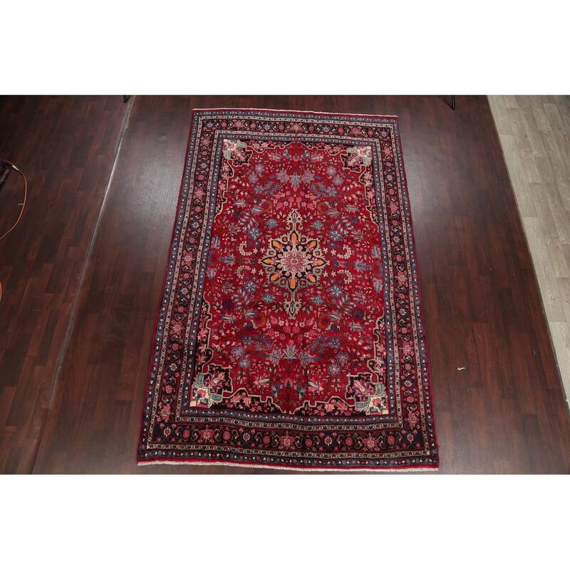Bidjar Floral Hand-Knotted Wool Persian Oriental Area Rug - 10'6" x 6'7"