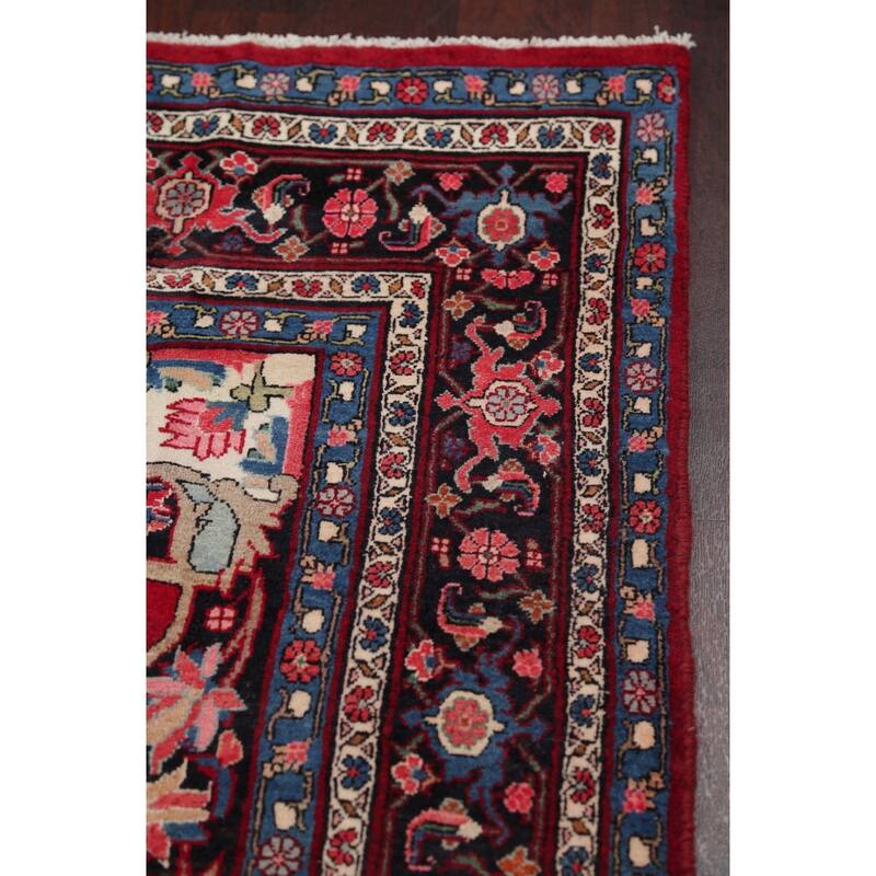 Bidjar Floral Hand-Knotted Wool Persian Oriental Area Rug - 10'6" x 6'7"