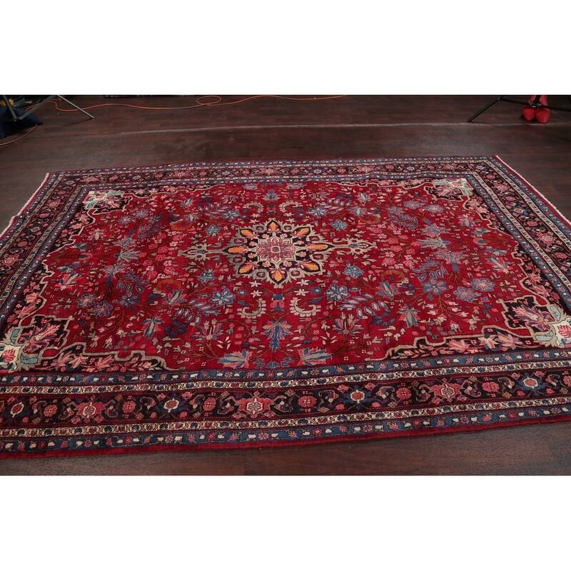 Bidjar Floral Hand-Knotted Wool Persian Oriental Area Rug - 10'6" x 6'7"