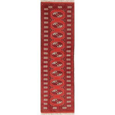 One of a Kind Balouch Geometric Hand-Knotted Wool Persian Oriental Rug - 6'5" x 2'0" Runner