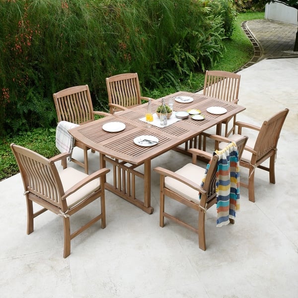 Shop Havenside Home Chignik Casual 7 Piece Teak Patio Extendable