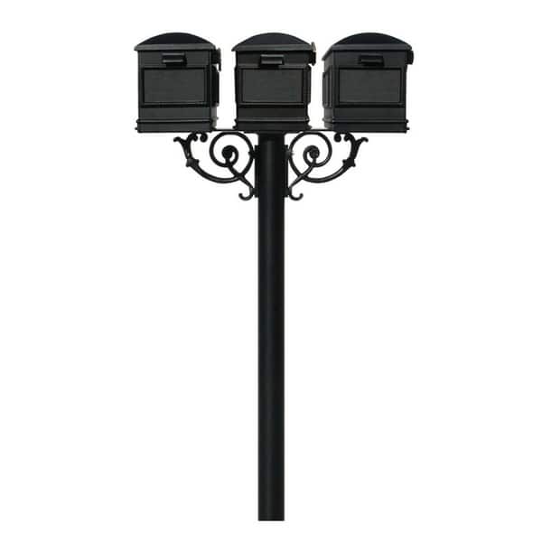 QualArc The Hanford Triple Mailbox Post System with Scroll Supports No ...