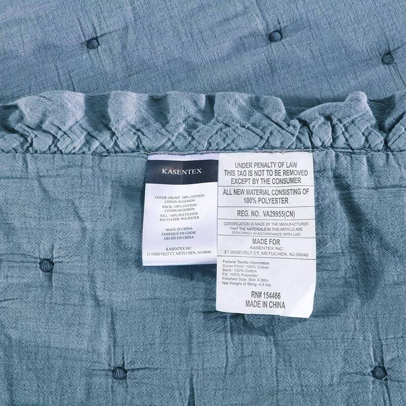 KASENTEX 3-Piece Stone Washed Quilt Set Soft Cotton Reversible Bedspread Coverlet Set