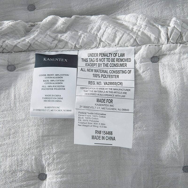 KASENTEX 3-Piece Stone Washed Quilt Set Soft Cotton Reversible Bedspread Coverlet Set