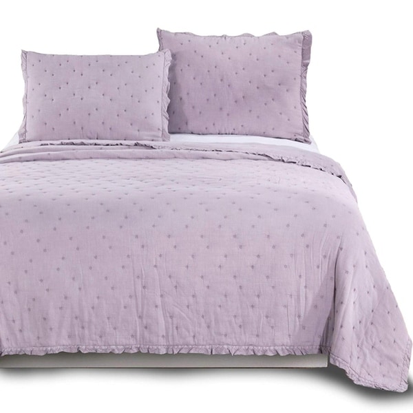 Kasentex Ultra Soft Stone-Washed Quilt Set 100-percent Cotton Ruffled Trim. Opens flyout.