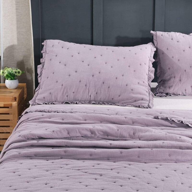 KASENTEX 3-Piece Stone Washed Quilt Set Soft Cotton Reversible Bedspread Coverlet Set
