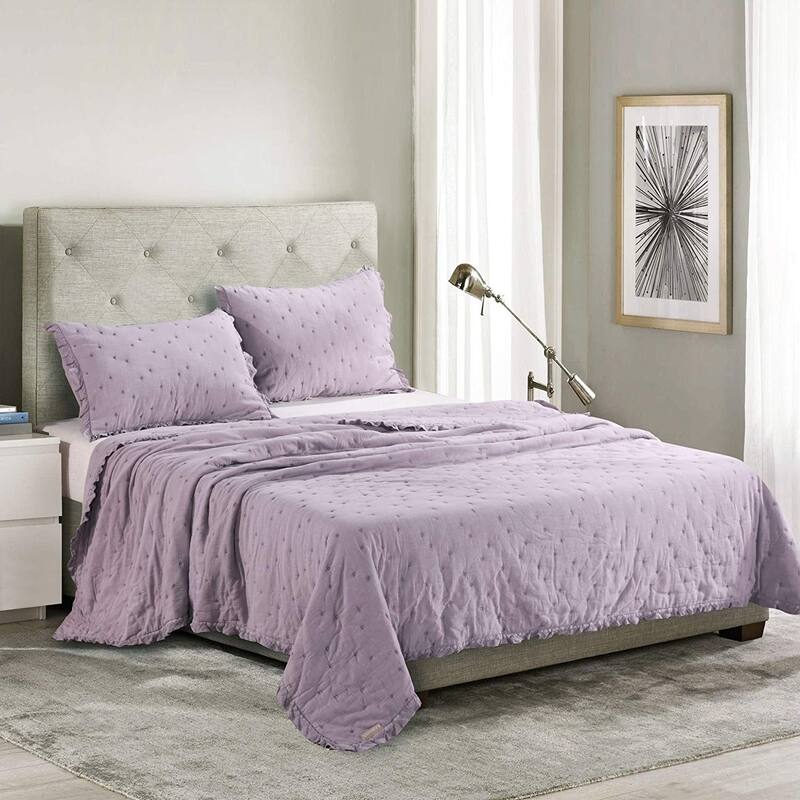 KASENTEX 3-Piece Stone Washed Quilt Set Soft Cotton Reversible Bedspread Coverlet Set