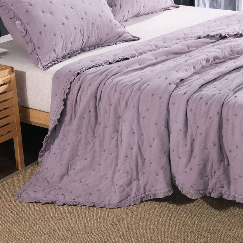 KASENTEX 3-Piece Stone Washed Quilt Set Soft Cotton Reversible Bedspread Coverlet Set