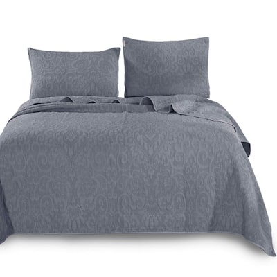 KASENTEX 3-Piece Stone Washed Quilt Set Soft Cotton Reversible Bedspread Coverlet Set