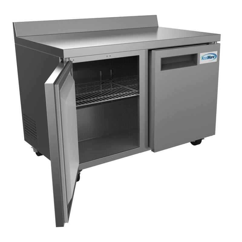 KoolMore 48-Inch 2 Door Stainless Steel Worktop Commercial Freezer 12 cu. ft.