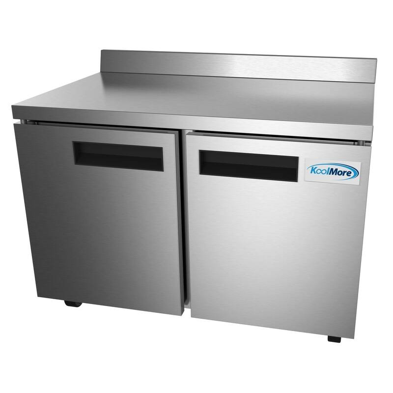 KoolMore 48-Inch 2 Door Stainless Steel Worktop Commercial Freezer 12 cu. ft.