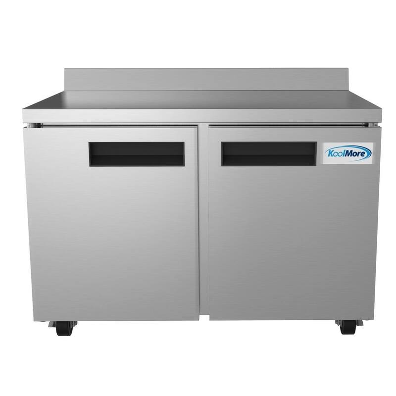 KoolMore 48-Inch 2 Door Stainless Steel Worktop Commercial Freezer 12 cu. ft.