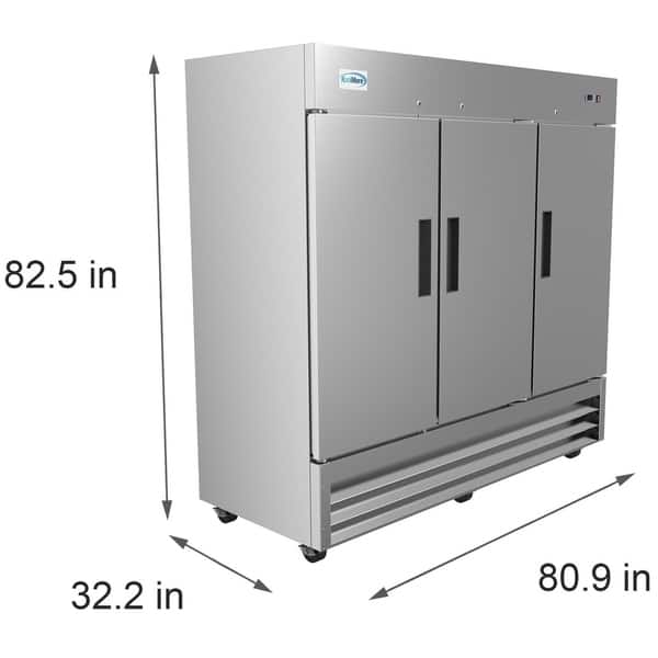 KoolMore 81-Inch 3 Door Stainless Steel Reach in Commercial Freezer 72 cu. ft.