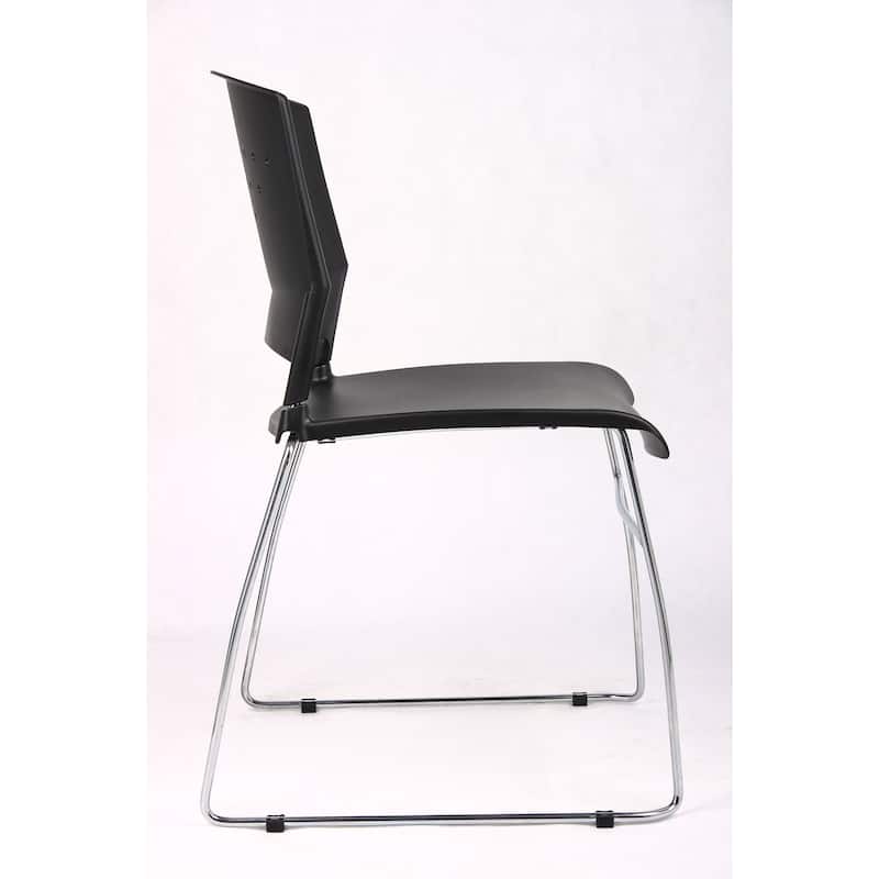 Boss Black Stack Chair With Chrome Frame