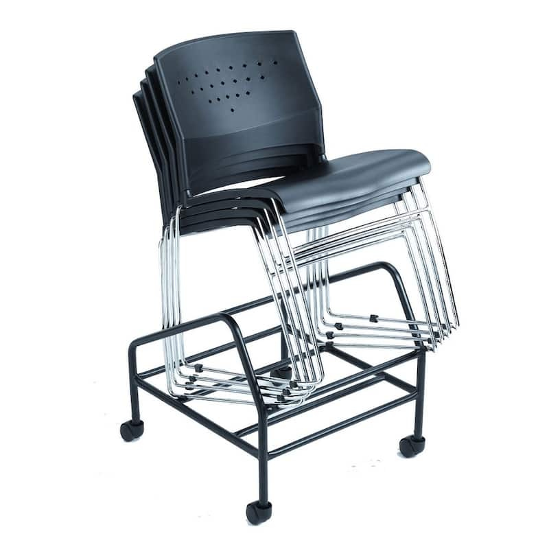 Boss Black Stack Chair With Chrome Frame