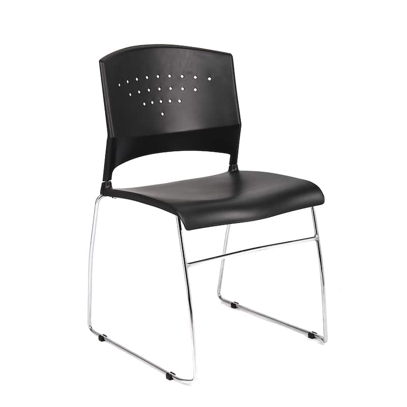 Boss Black Stack Chair With Chrome Frame - N/A