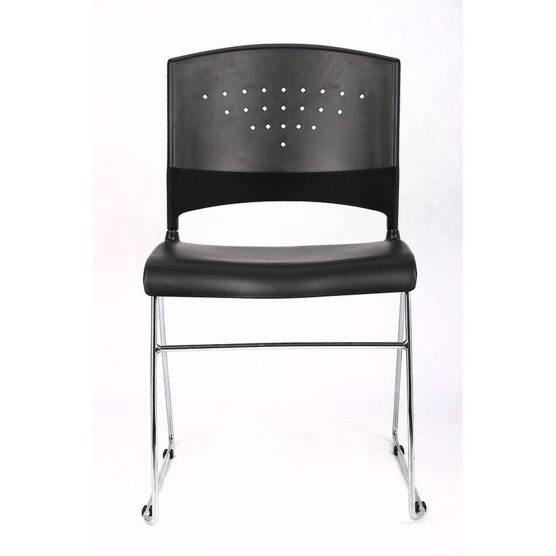 Boss Black Stack Chair With Chrome Frame
