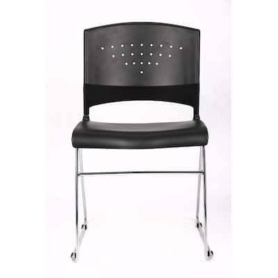 Boss Black Stack Chair With Chrome Frame