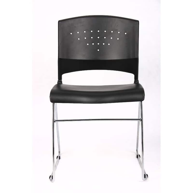Boss Black Stack Chair With Chrome Frame