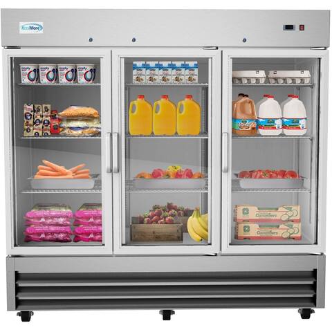 KoolMore 81-Inch 3 Glass Door Reach in Commercial Refrigerator 72 cu. ft.