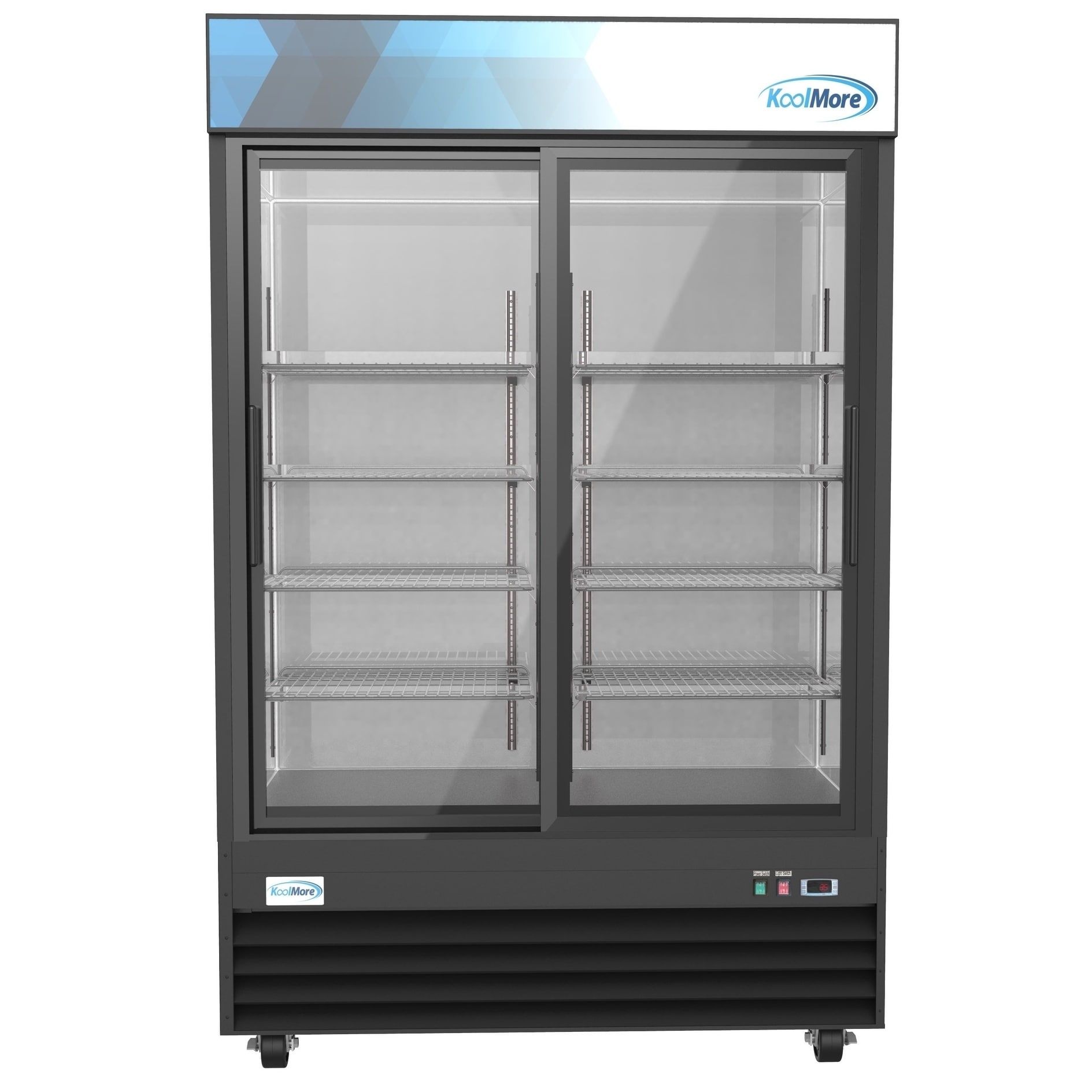 Koolmore 53 1 8 Commercial 2 Glass Door Display Refrigerator Merchandiser 45 Cu Ft