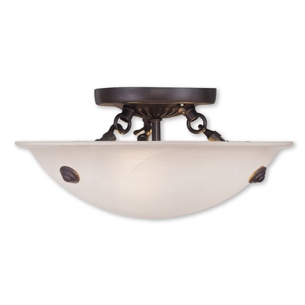 Livex Lighting Oasis 3Light Bronze Ceiling Mount 12"Dia. x 7"H