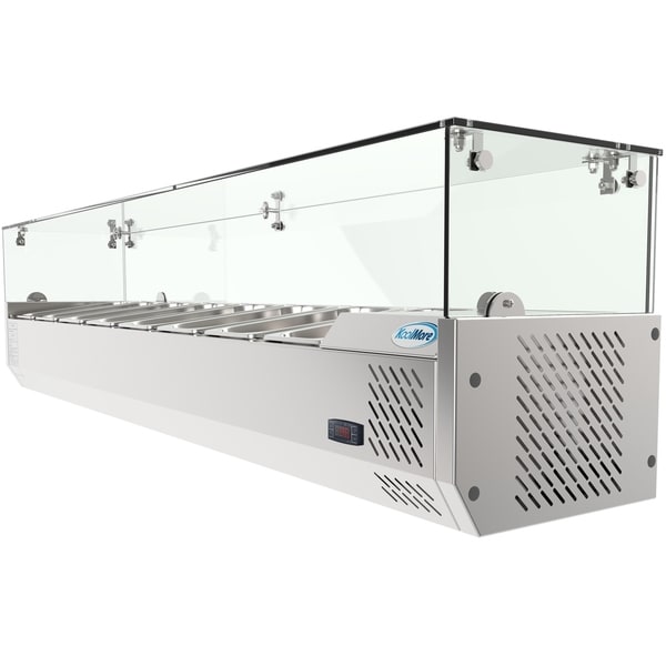 Koolmore 71 Countertop Condiment Refrigerated Prep Station Koolmore 71 Countertop Condiment Refrigerated Prep Station With Gl Sneeze Guard