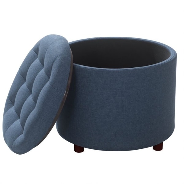 blue ottoman with tray