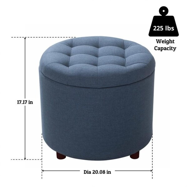 blue ottoman with tray