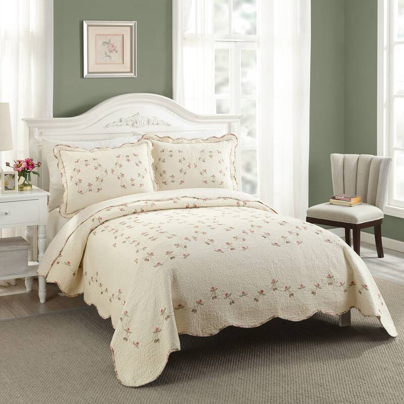 Porch & Den Ivy 3-Piece Embroidered Quilt Set - Full - Queen