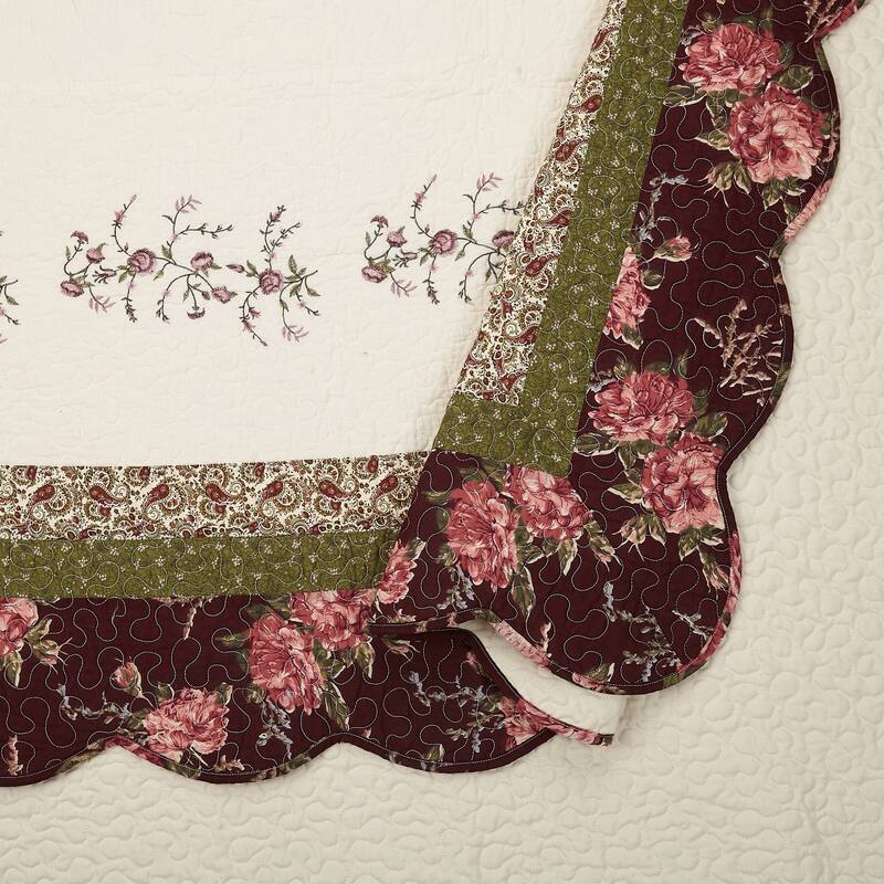 Porch & Den Ivy Crest 3-Piece Embroidered Quilt Set - Full - Queen