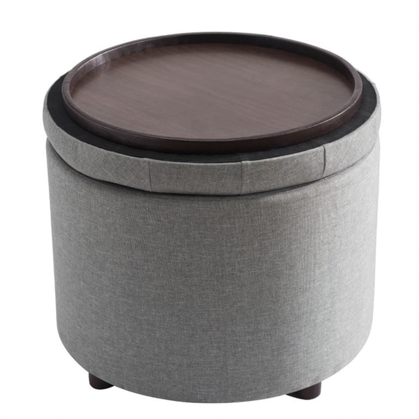 gray ottoman with tray