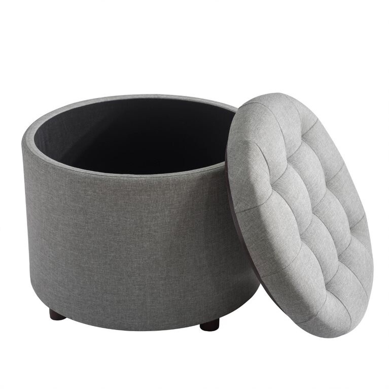 gray ottoman with tray