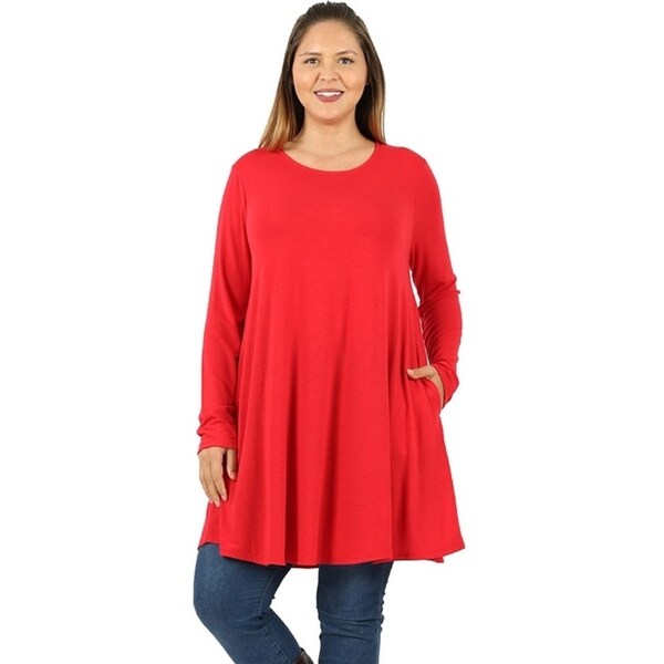 Plus size long sleeve swing top Clearance