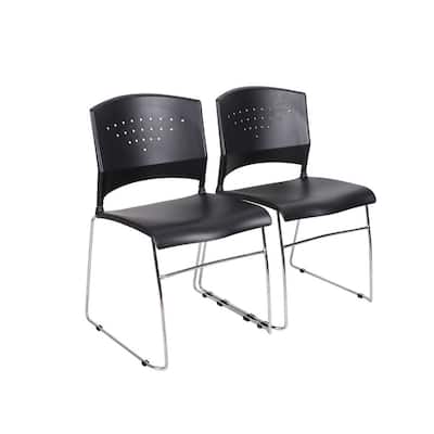 Boss Black Stack Chair With Chrome Frame (2-Pack)