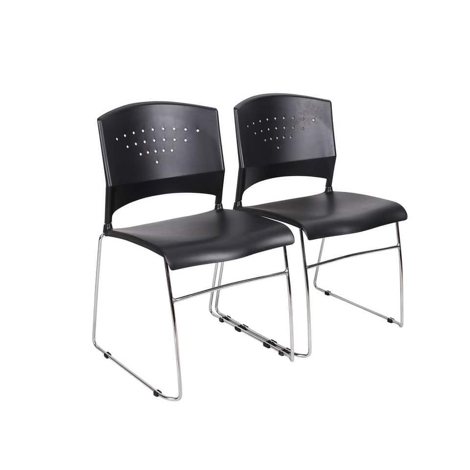 Boss Black Stack Chair With Chrome Frame (2-Pack)