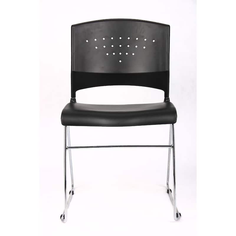 Boss Black Stack Chair With Chrome Frame (2-Pack)