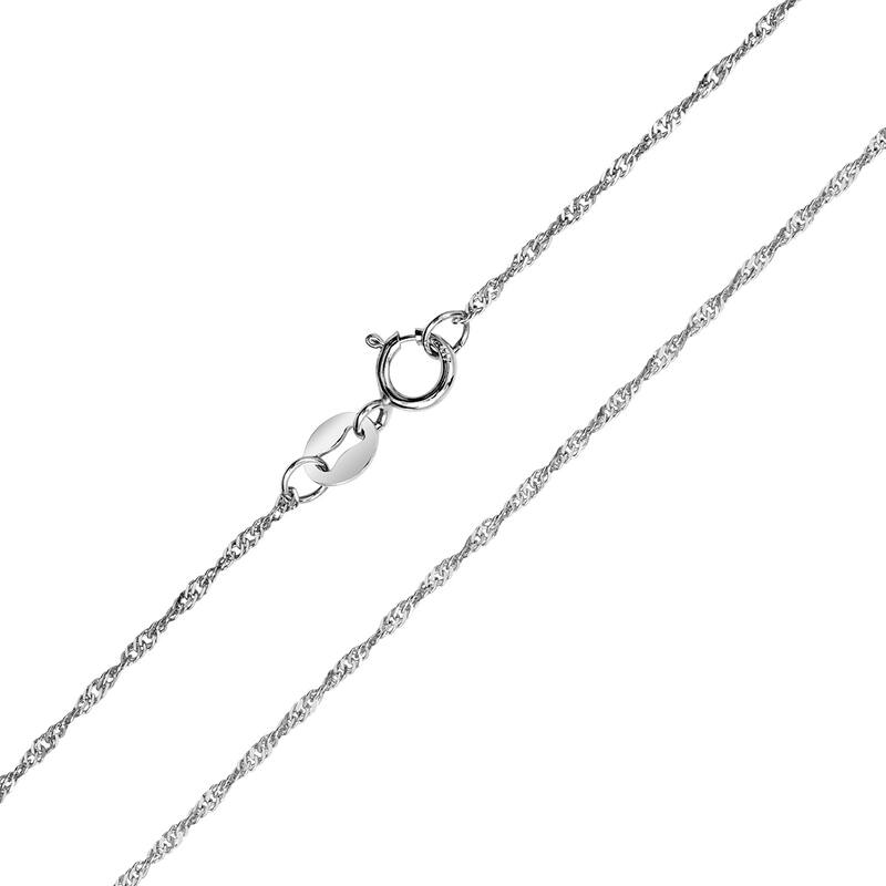 10K White Gold 1mm Singapore Rope Chain with Spring Ring Clasp - 18 Inch