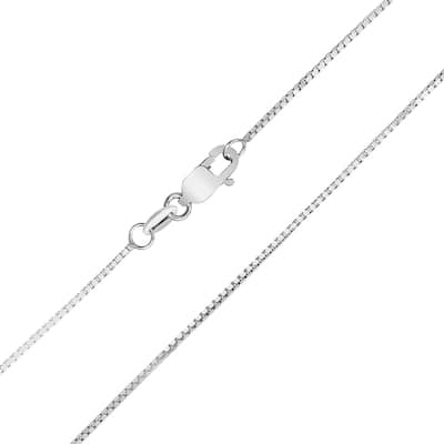10K White Gold 0.8mm Box Chain with Lobster Clasp - 20 Inch