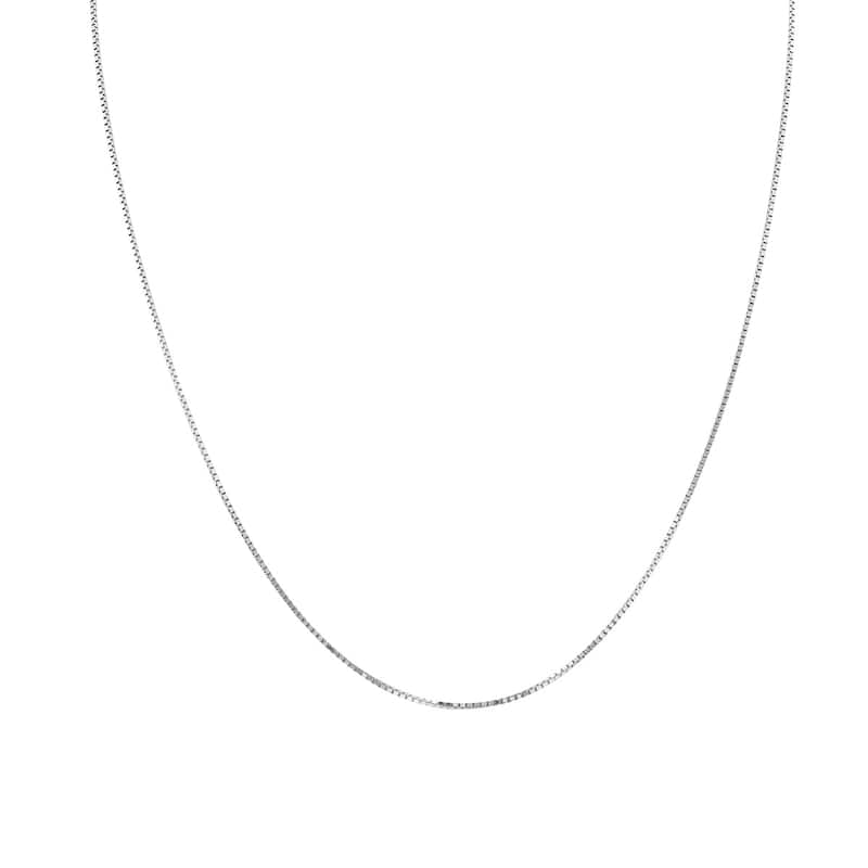 10K White Gold 0.8mm Box Chain with Lobster Clasp - 20 Inch