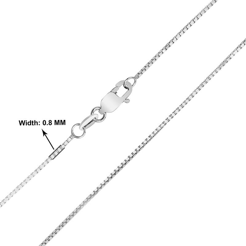 10K White Gold 0.8mm Box Chain with Lobster Clasp - 22 Inch