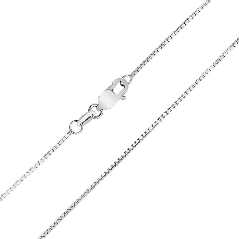 10K White Gold 0.8mm Box Chain with Lobster Clasp - 22 Inch