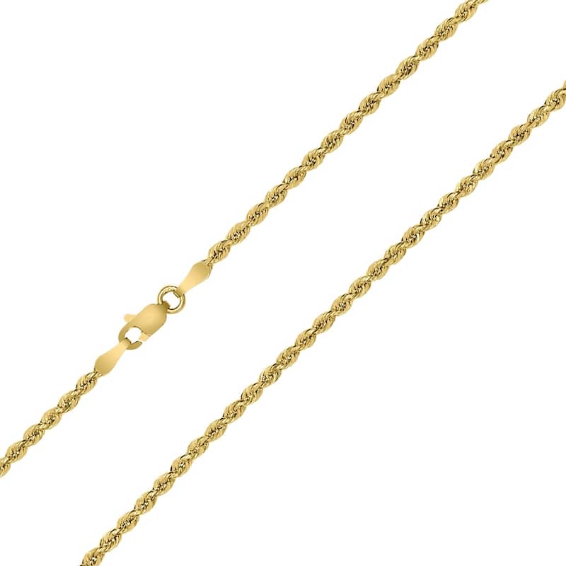10K Yellow Gold 2MM Sparkle Rope Chain With Lobster Clasp - 16 Inch