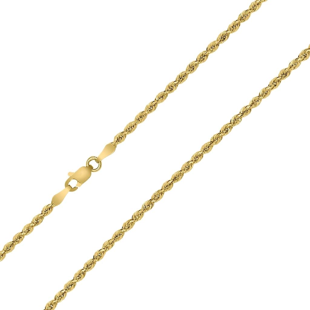 10K Yellow Gold 2MM Sparkle Rope Chain With Lobster Clasp - 16 Inch