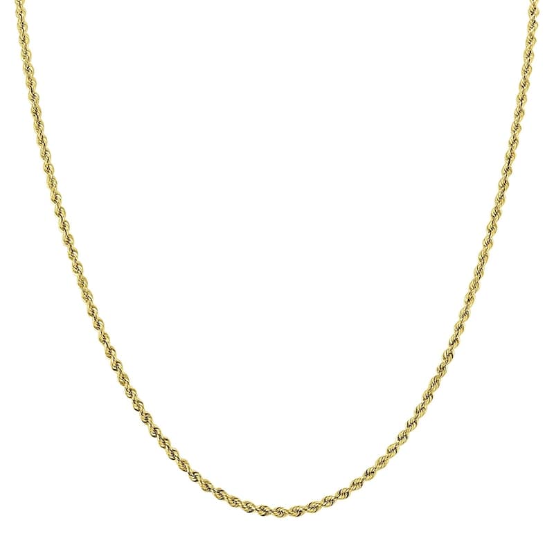10K Yellow Gold 2MM Sparkle Rope Chain With Lobster Clasp - 20 Inch