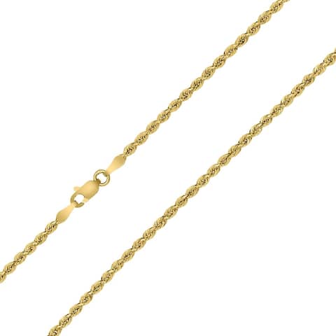 10K Yellow Gold 2MM Sparkle Rope Chain With Lobster Clasp - 20 Inch